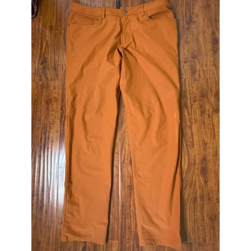 Lululemon ABC Slim Fit Utilitech Canvas Pants Men's 36x32 Allspice Brown LM5ADFS - Picture 3 of 7